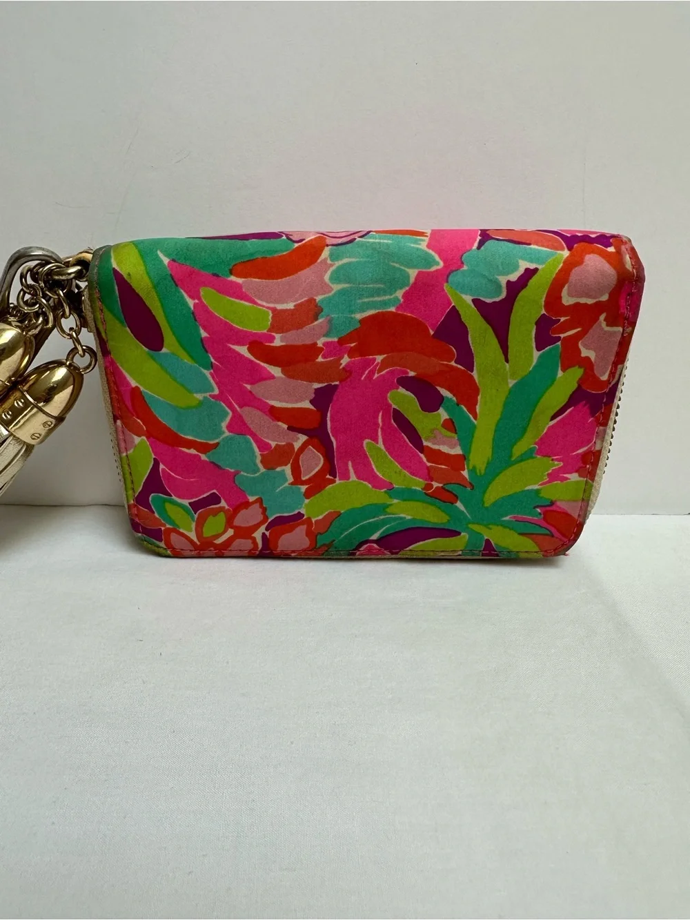 Lilly Pulitzer Multicolor Floral Zip Wristlet Wallet with tassels